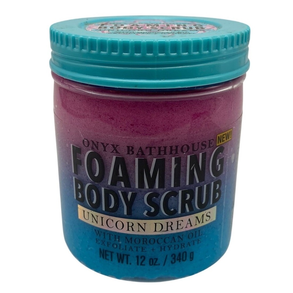 Onyx Bathhouse Foaming Body Scrub Women 12oz Pink Blue Unicorn Dreams Scrub
